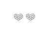 9ct White Gold 0.10ct Diamond Pave Set 6mm x 4mm Heart Stud Earrings