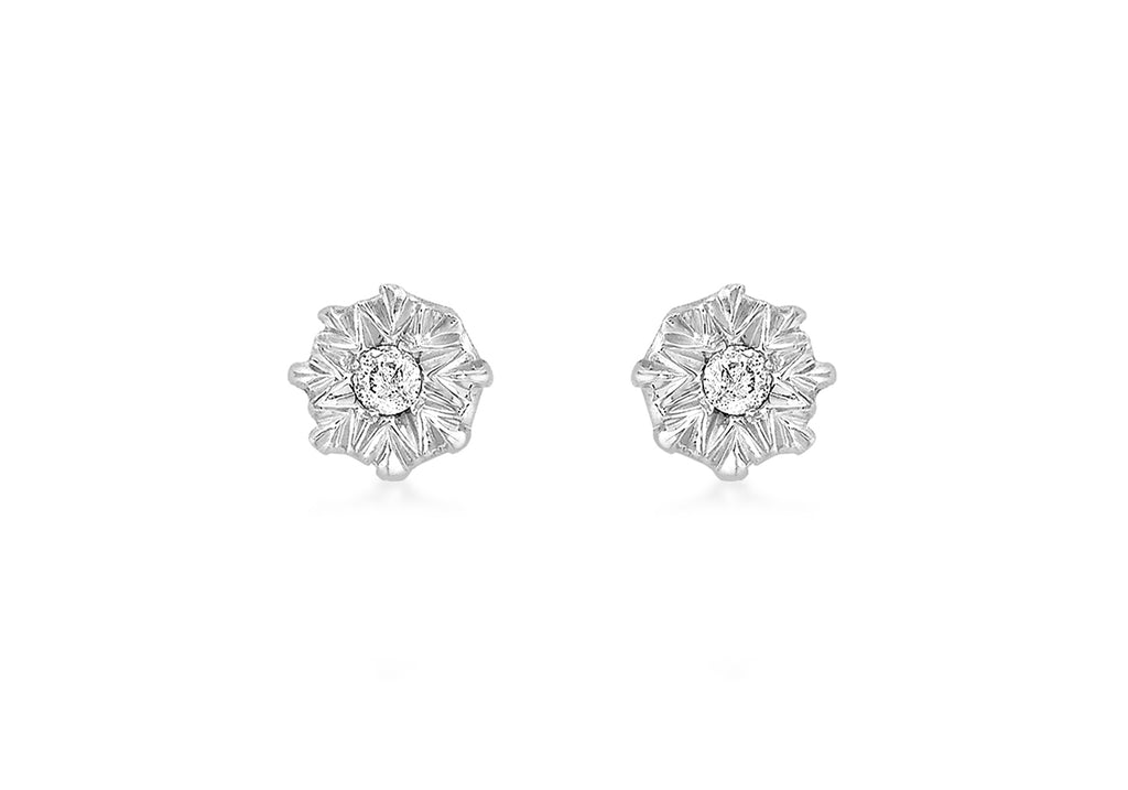 9ct White Gold 0.04t Single Set Diamond Star Stud Earrings