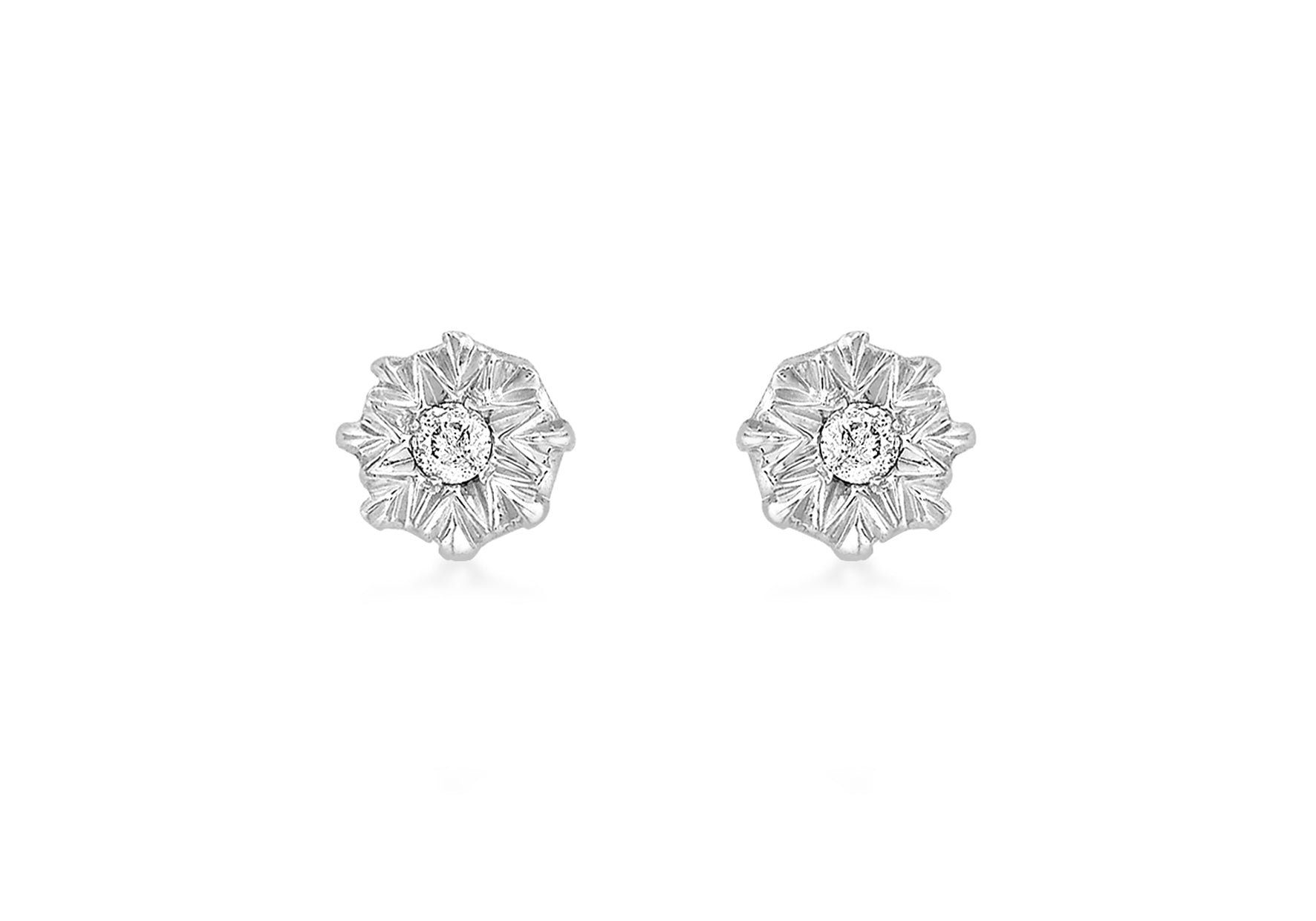 9ct White Gold 0.04t Single Set Diamond Star Stud Earrings