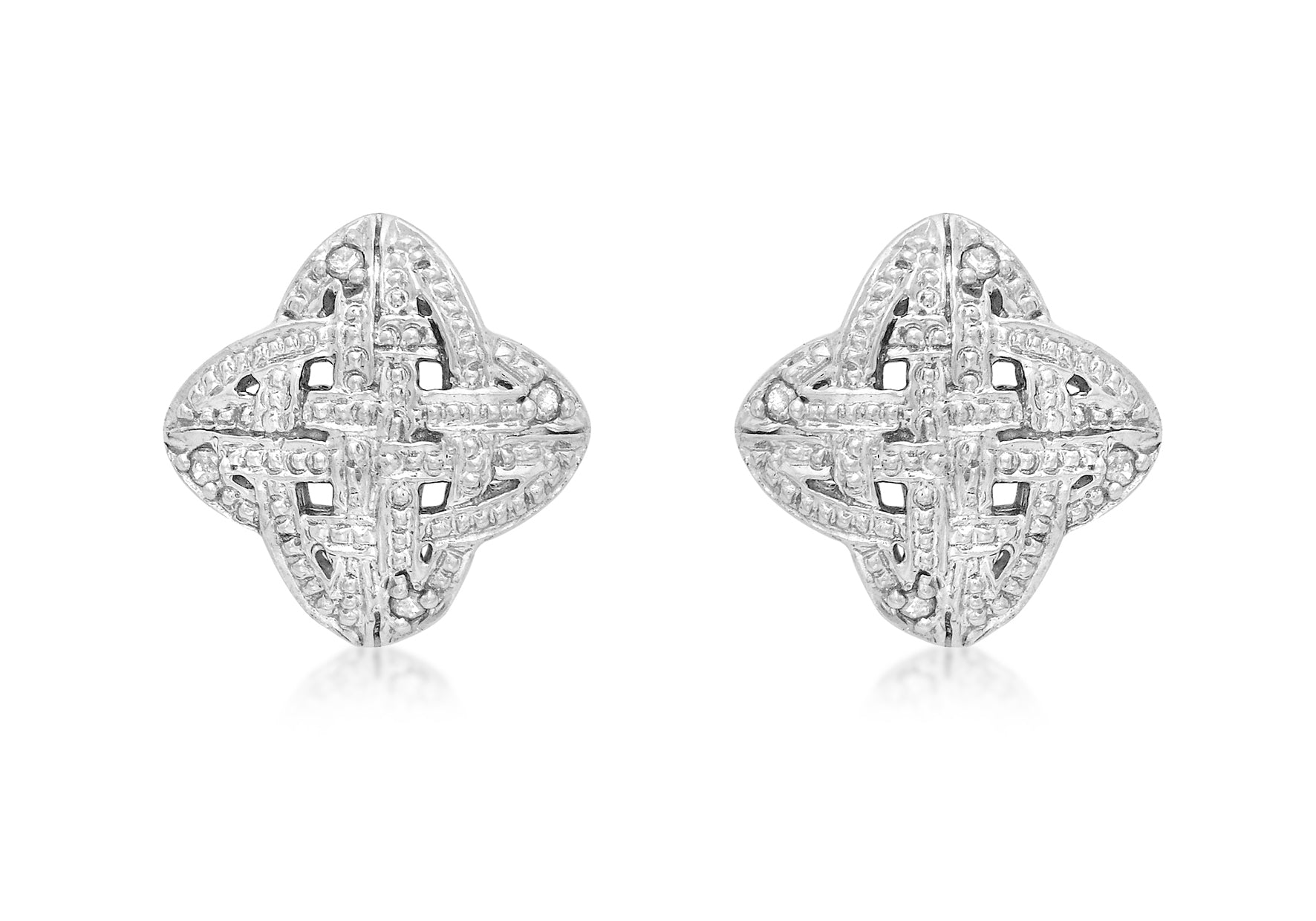 9ct White Gold 0.05t Diamond Celtic Stud Earrings