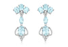 9ct White Gold 0.09ct Diamond and Blue Topaz Ornate Drop Earrings