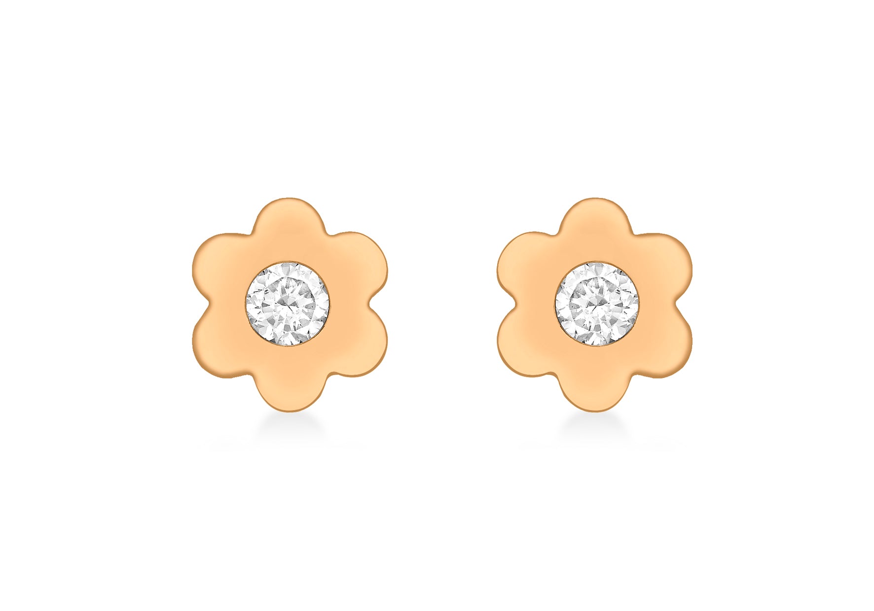 9ct Rose Gold Zirconia  8mm Flower Stud Earrings