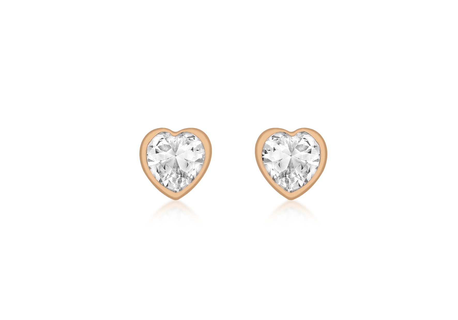 9ct Rose Gold Zirconia  5mm x 5mm Heart Stud Earrings