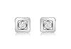 9ct White Gold Zirconia  5mm x 5mm Square Stud Earrings