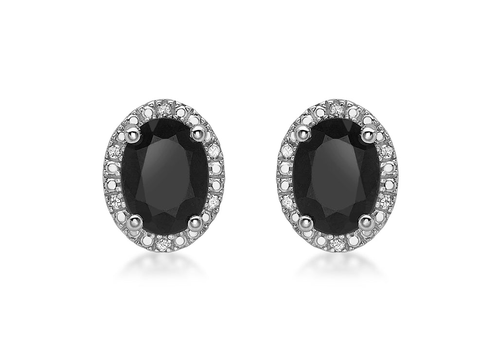 9ct White Gold 0.06t Diamond and Sapphire Cluster Stud Earrings