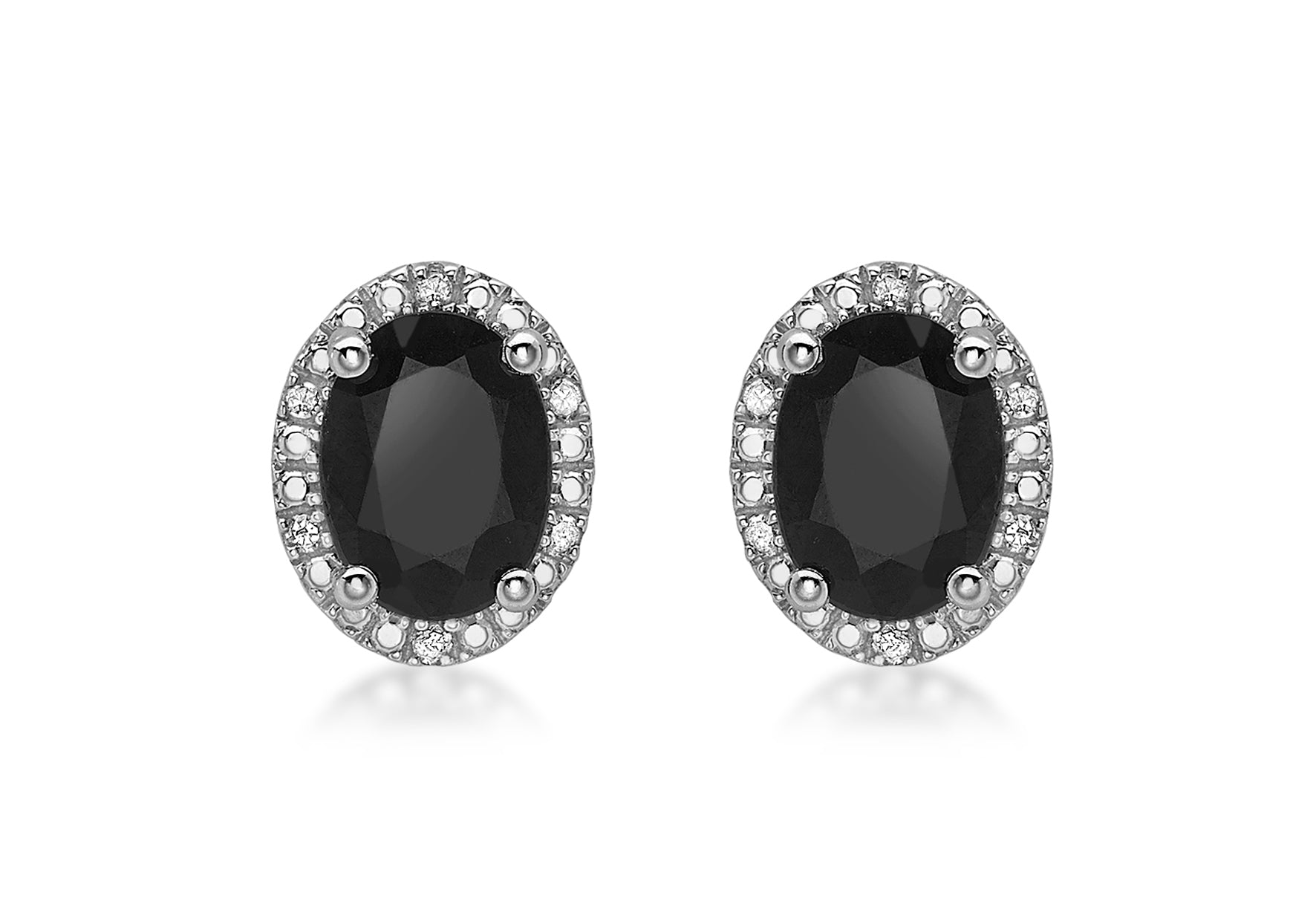 9ct White Gold 0.06t Diamond and Sapphire Cluster Stud Earrings