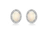 9ct White Gold 0.06t Diamond and Opal Cluster Stud Earrings