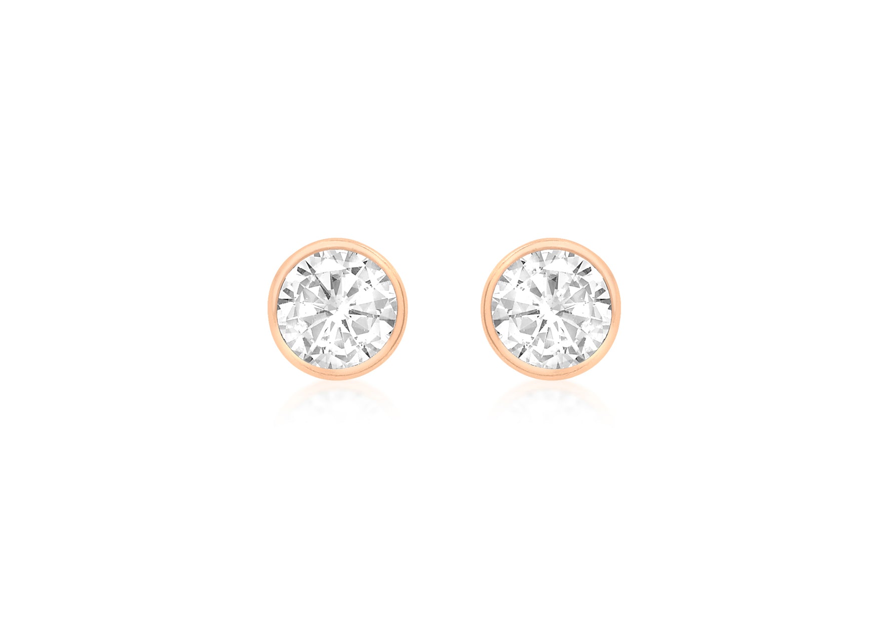 9ct Rose Gold Rubover Zirconia  4.2mm Stud Earrings