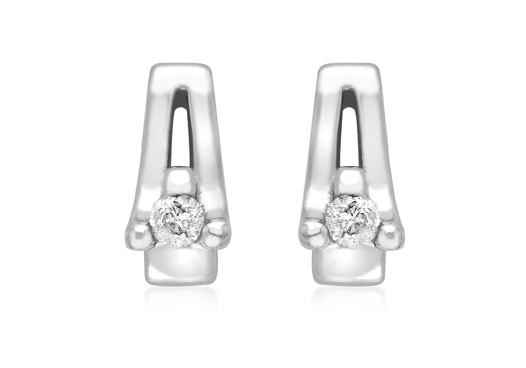 9ct White Gold 0.07t Solitaire Diamond and Bar Stud Earrings