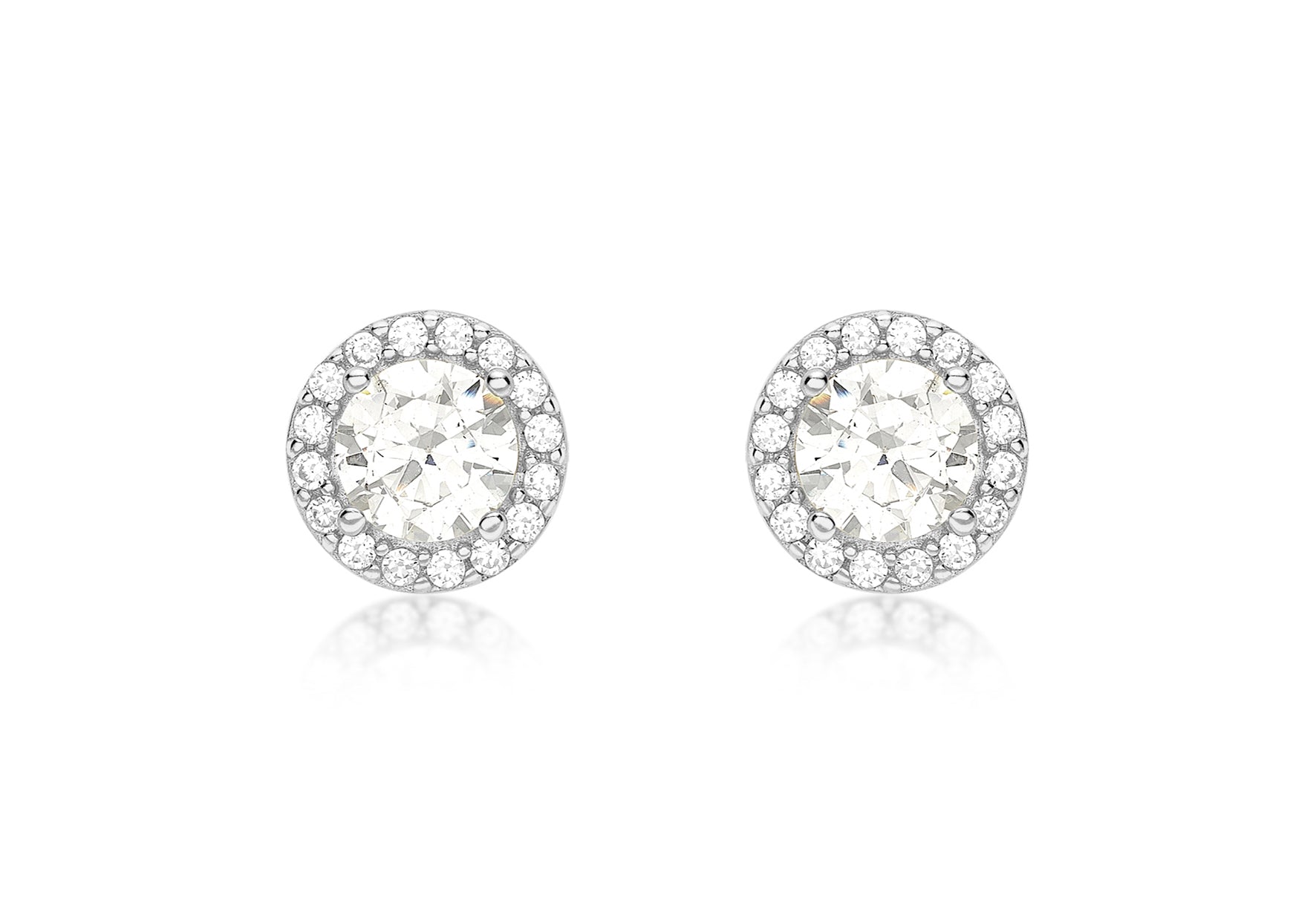 9ct White Gold Zirconia  7.7mm Stud Earrings