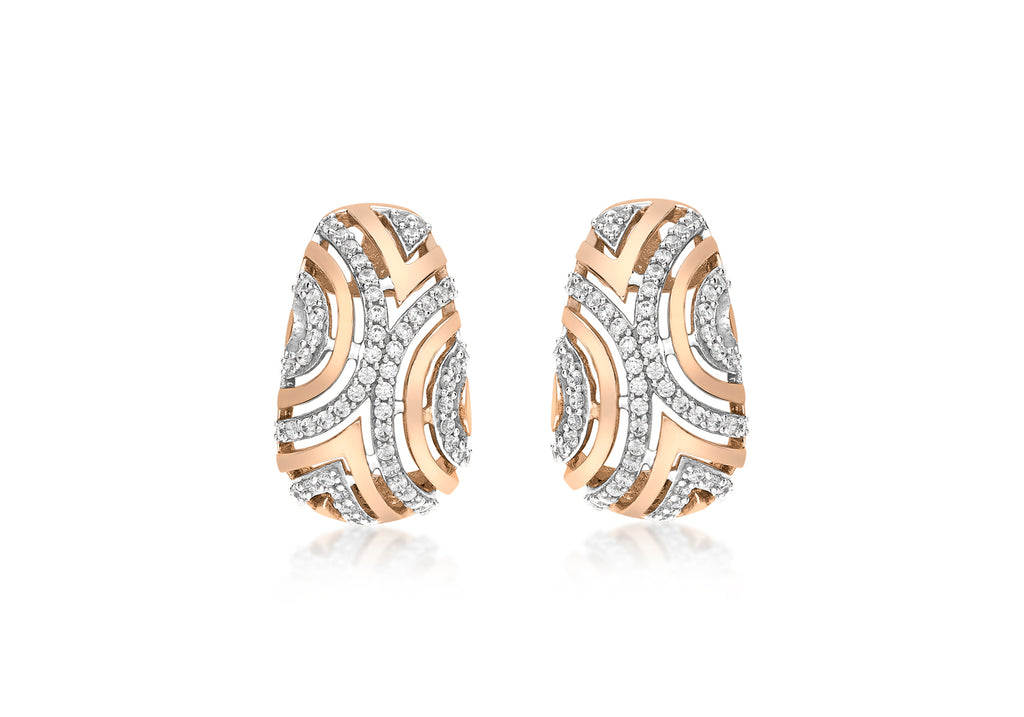 9ct Rose Gold Zirconia  CutoCut urved Drop Earrings