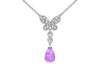 9ct White Gold 0.12ct Diamond Butterfly Amethyst Drop Necklet 