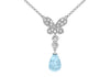 9ct White Gold 0.12ct Diamond Butterfly and Blue Topaz Drop Necklet 