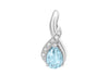 9ct White Gold 0.03t Diamond and Blue Topaz Drop Pendant