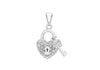 9ct White Gold Zirconia  Lok & Key Pendant