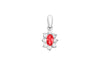 9ct White Gold Oval Red and White Zirconia  8mm x 16mm Pendant