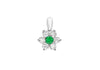 9ct White Gold Green and White Zirconia  Flower Cluster Pendant