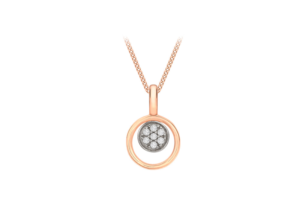 9ct Rose Gold Zirconia  Disc & Circle Pendant