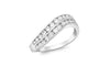 9ct White Gold Double Row Zirconia  Wave Ring