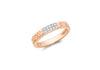 9ct Rose Gold 0.10ct Diamond Paved Hammered Band Ring