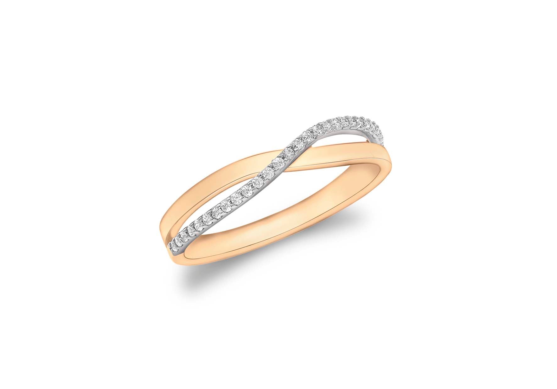 9ct Rose Gold Zirconia  Crossover Ring