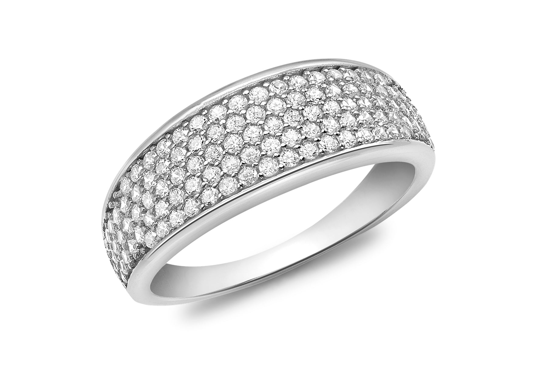 9ct White Gold Zirconia  Pave Set Tapered Ring