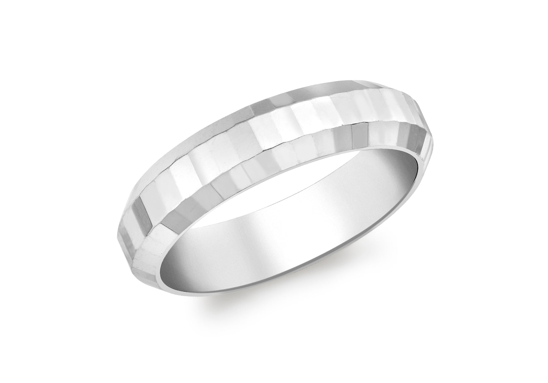 9ct White Gold MultiFacetedBand Ring