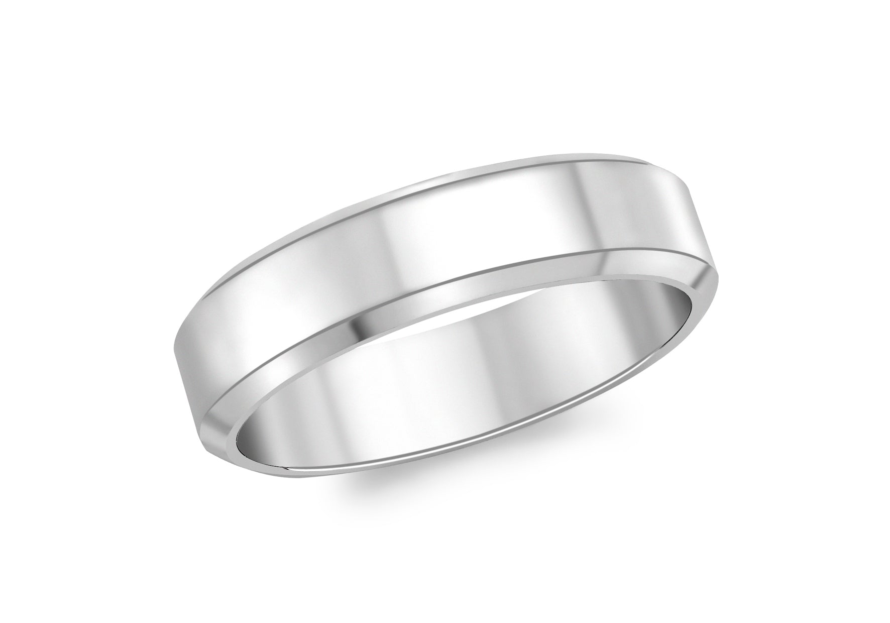 9ct White Gold 5mm Bevel Edge Band Ring