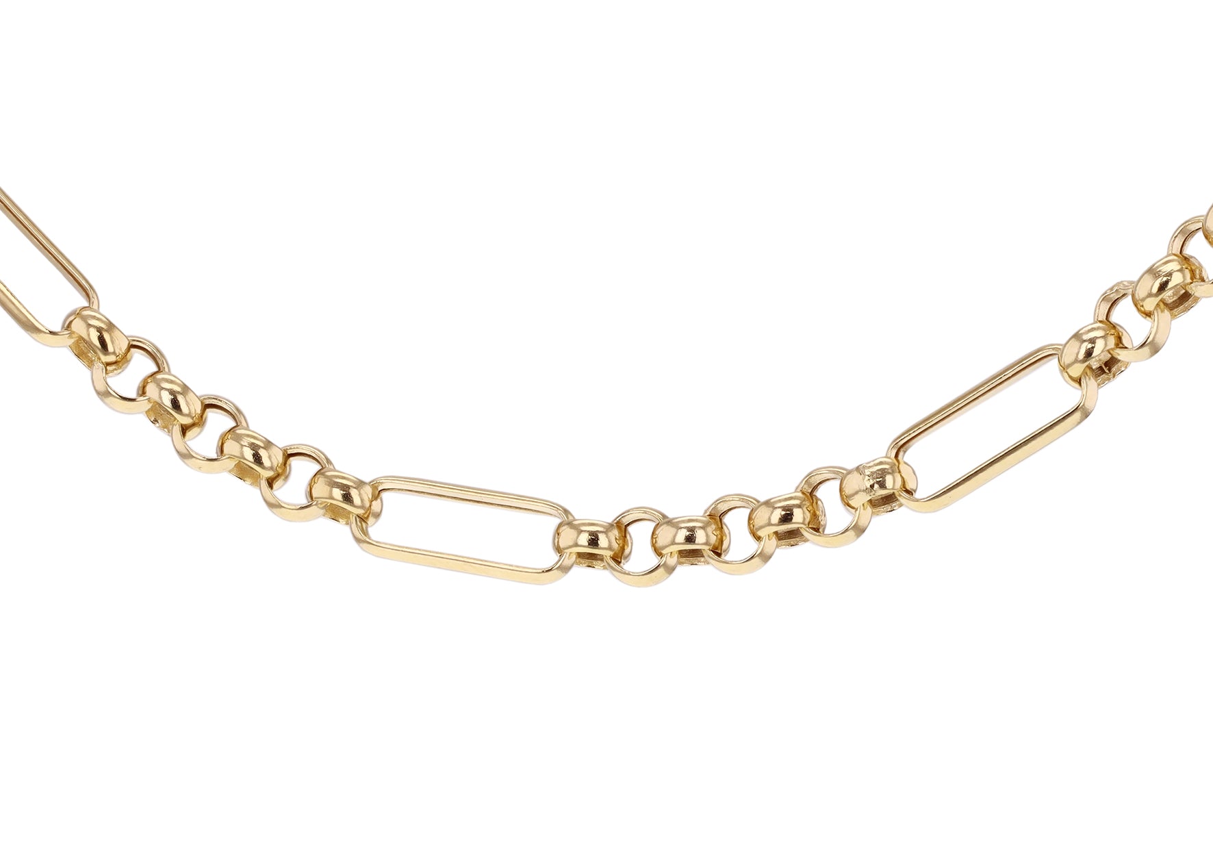 18ct Yellow Gold Paper Chain Belcher Links Necklace