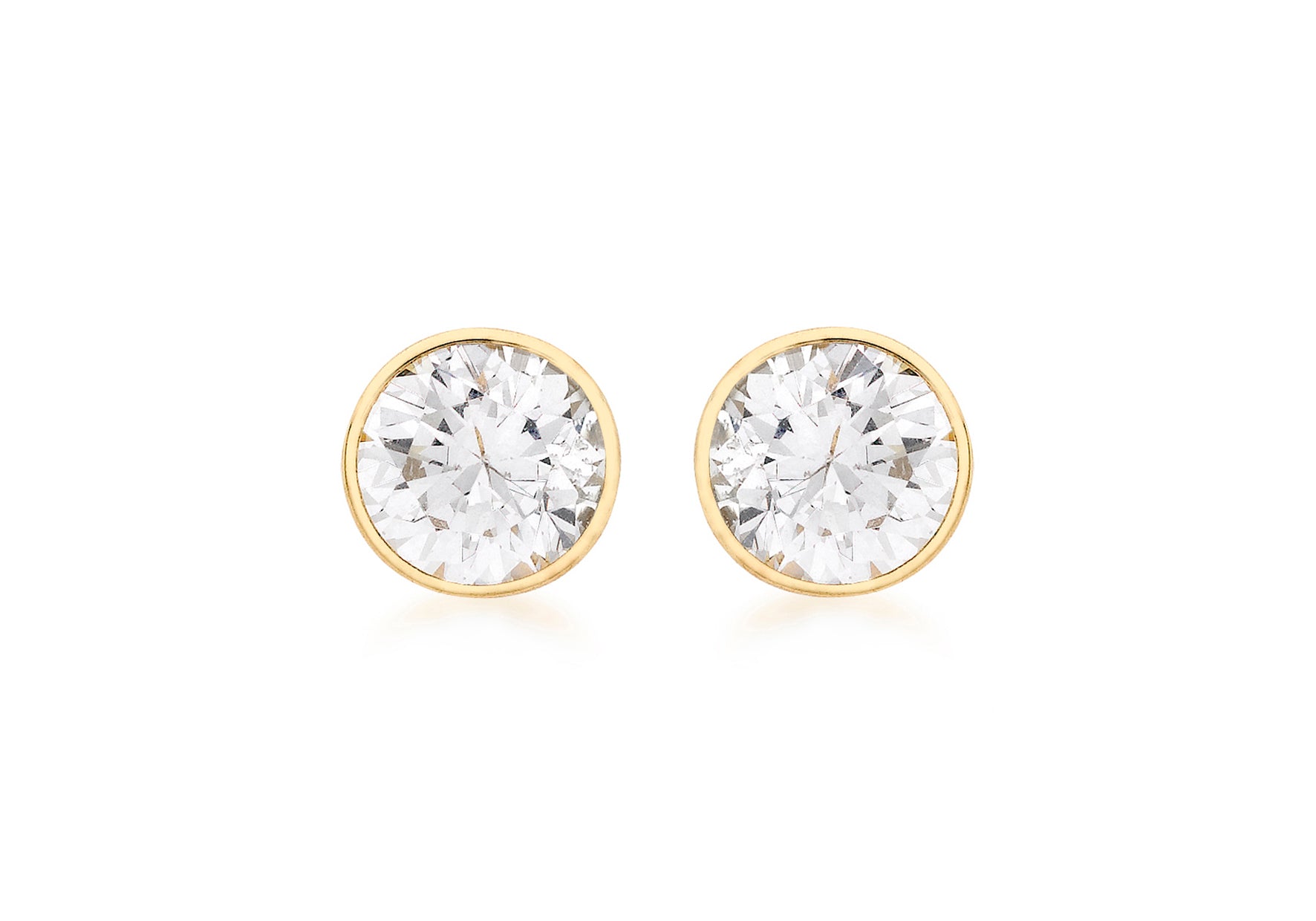 18ct Yellow Gold Zirconia  7mm Stud Earrings