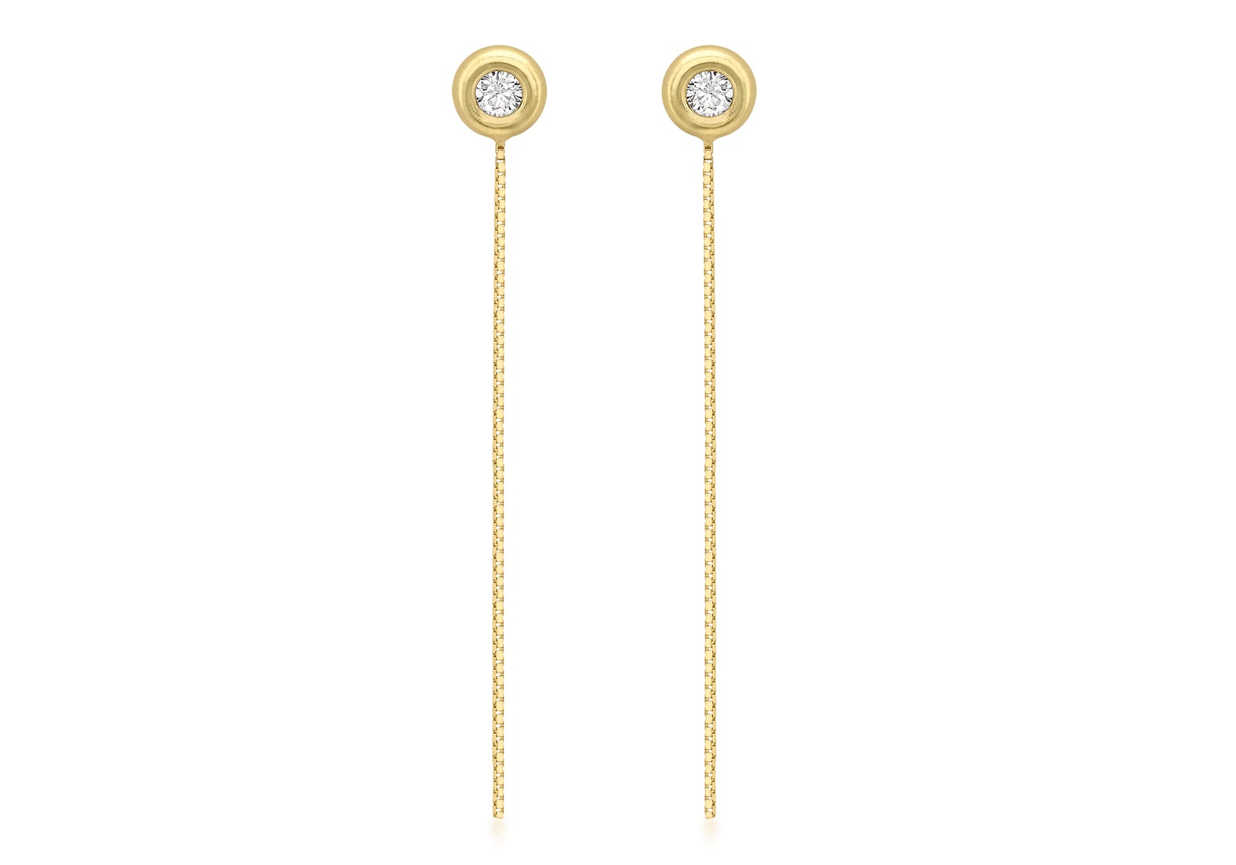 18ct Yellow Gold Zirconia  and Box Chain Drop Earrings