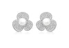 18ct White Gold 0.90t Diamond and Pearl Flower Stud Earrings