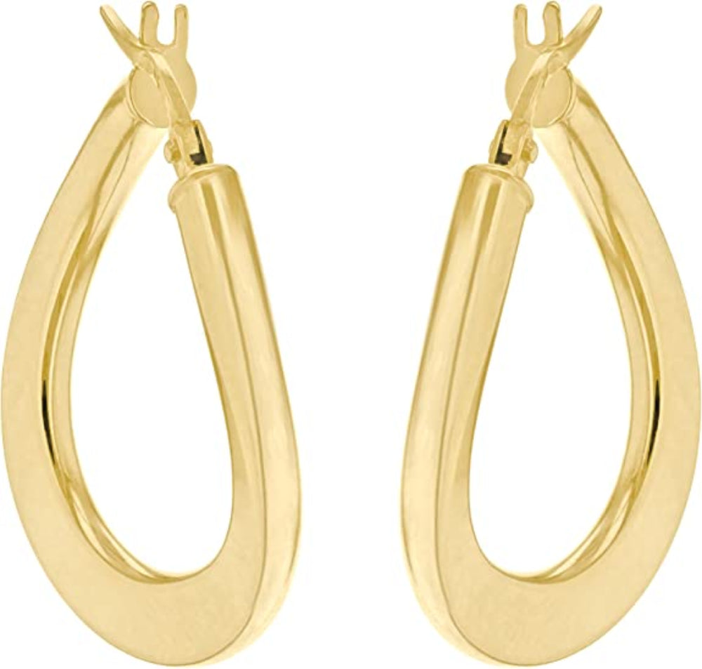 18ct Yellow Gold Plain Oval Twist Creole Earrings