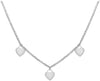 9ct White Gold Triple-Heart Round Belcher Chain Necklace
