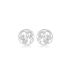 Openwork Floral Butterfly Disc Stud Earrings Hand-Set With Diamond Accent