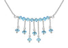 Sterling Silver Blue Crystal Fring Drop Necklace