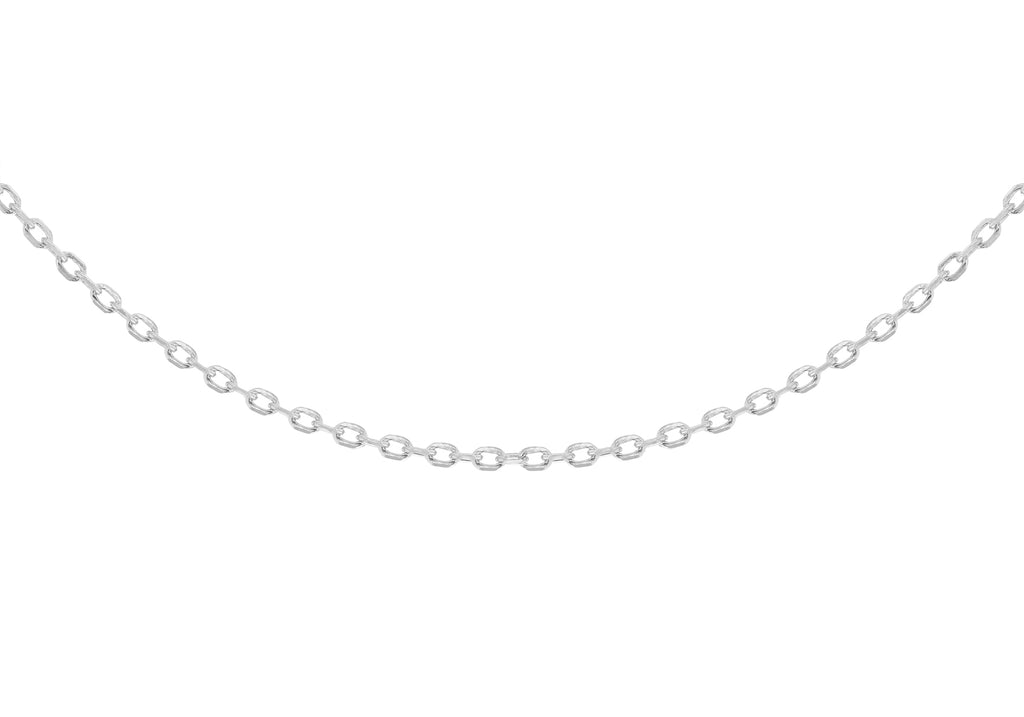 Sterling Silver Rhodium Plated 1.5mm Diamond Cut Adjustable Trace Chain 42m/16.5"-45m/17.75"9