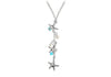 Sterling Silver Starfish and Turquoise Crystal Y Drop Necklace  43m/17"9