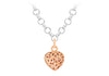 Sterling Silver Two Tone Red Heart Belcher  Chain Pendant