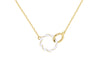 Yellow Gold Plated Sterling Silver White Double Interlocked Rings Pendant