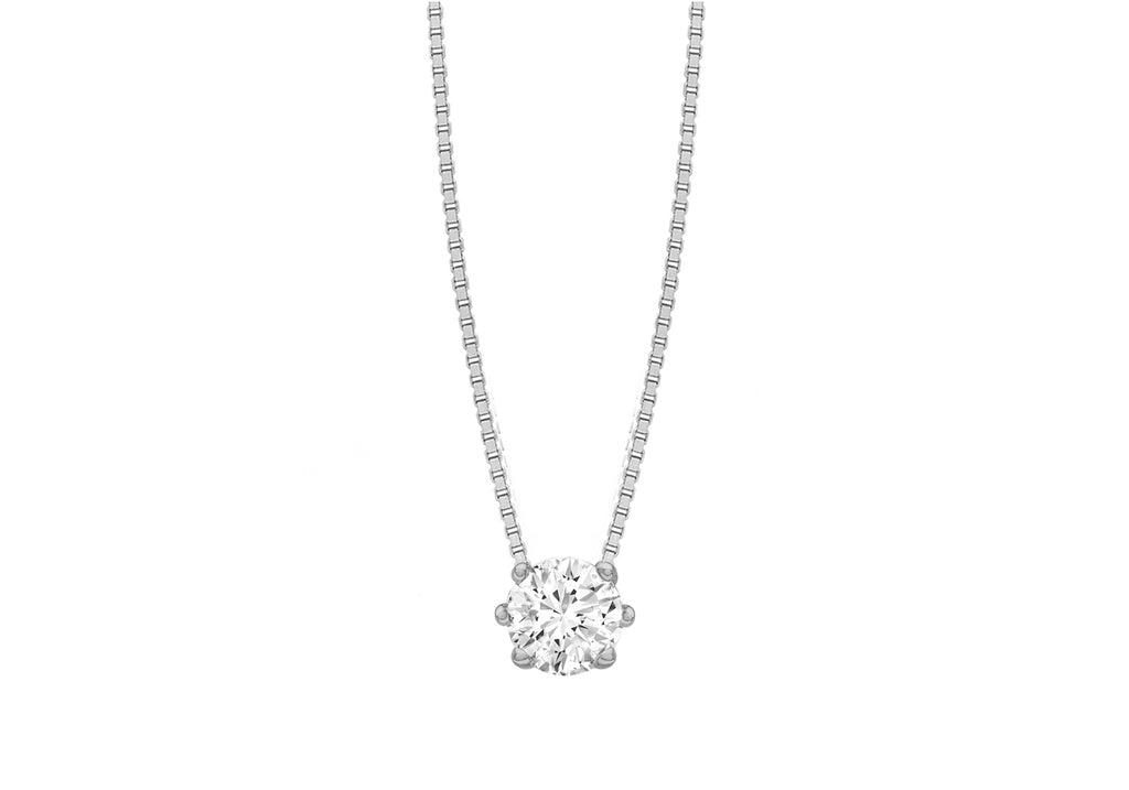 Sterling Silver White Zirconia  Set Box Chain Pendant