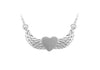 Sterling Silver Satin Heart and Wings Pendant Adjustable Chain Necklace  46m/18"9