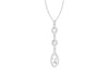 Sterling Silver Triple Zirconia  Stone Set Drop Necklace