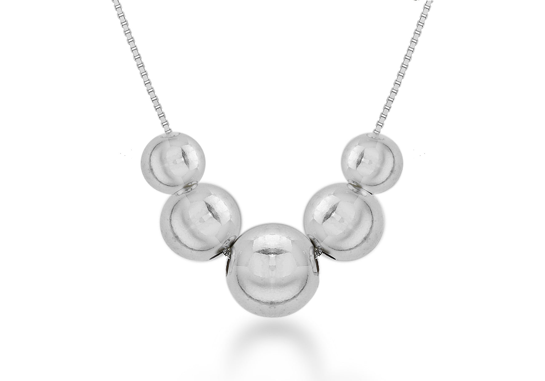 Sterling Silver Five Ball Necklace
