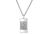 Sterling Silver Herringbone Dog Tag Adjustable Necklace