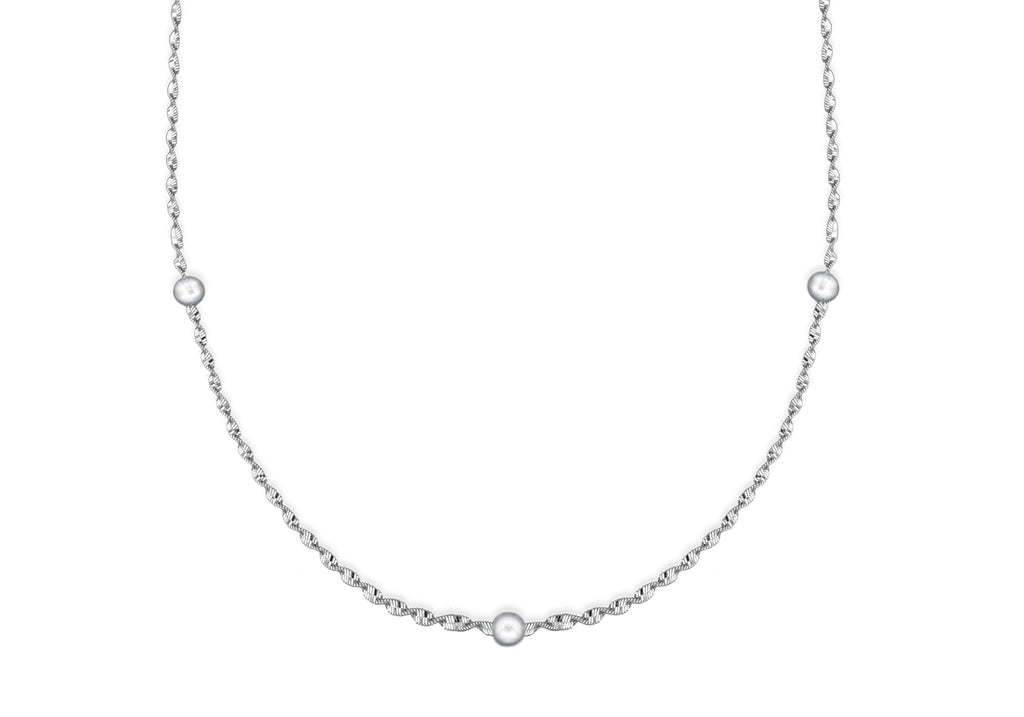 Sterling Silver Fancy  Twist Beads Necklace  Chain