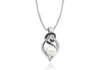 Sterling Silver Rhodium Plated Zirconia  and Pearl Knot Pendant on Adjustable Chain Necklace  41m/16" - 46m/18"9