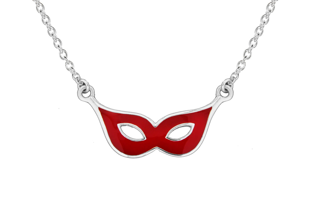 Sterling Silver Red Enamel Libert Mask Pendant