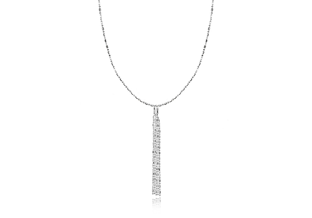 Sterling Silver Diamond Cut Tassel Drop Necklace  46m/18"9