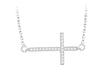 Sterling Silver Rhodium Plated Zirconia  25mm x 14mm Cross Necklace  44.5m/17.5"9
